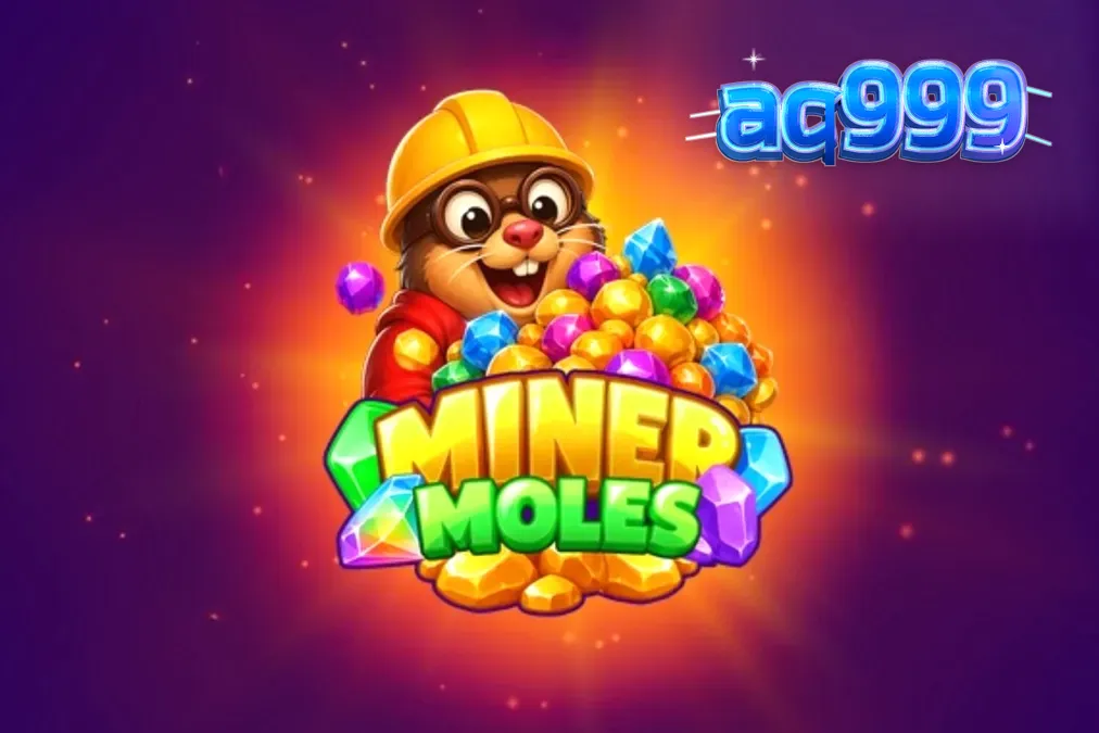 Miner Moles স্লট গেমের রঙিন খনির দৃশ্য এবং কার্টুন মোল চরিত্র